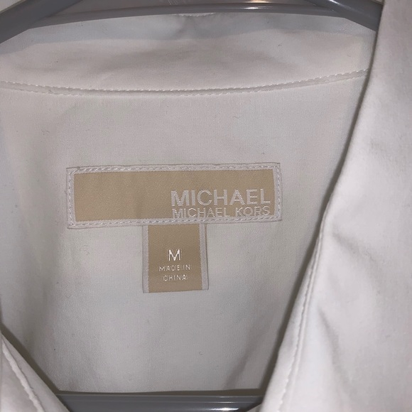 Michael Kors White Button Down Cold Shoulder Shirt - Picture 4 of 6